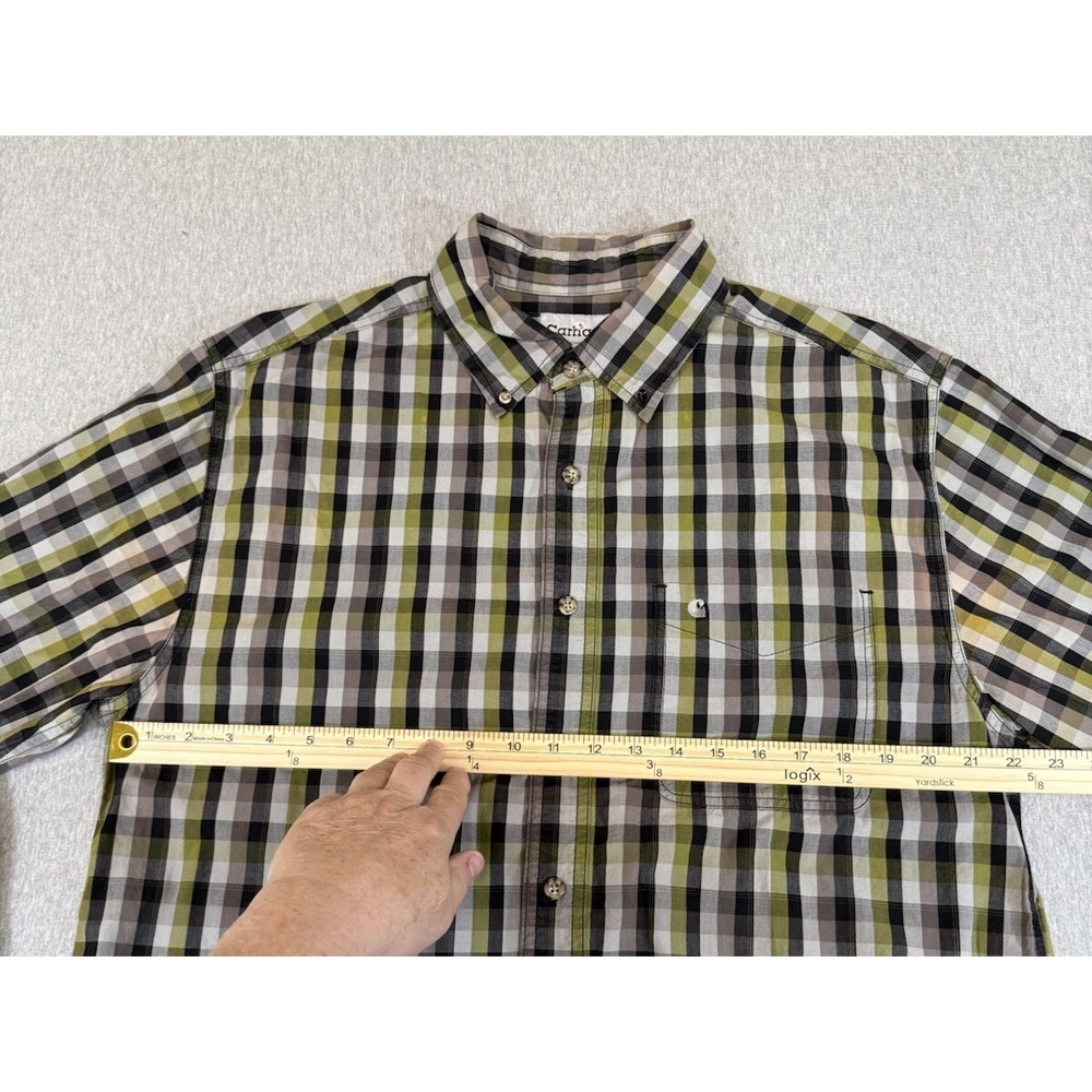 Carhartt Shirt Mens Large Black Yellow Cotton Relaxed Fit Button Long Sleeves Lg - Picture 11 of 16